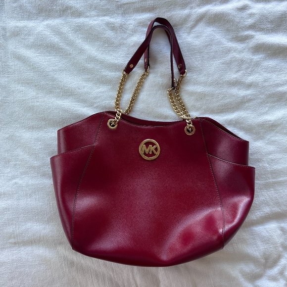 Michael Kors Handbags - Michael Kors Dark Red Jet Set Tote Bag